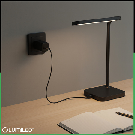 Ładowarka Zasilacz 1x USB 5V/3A DC Adapter Lampek Biurkowych Czarny Lumiled