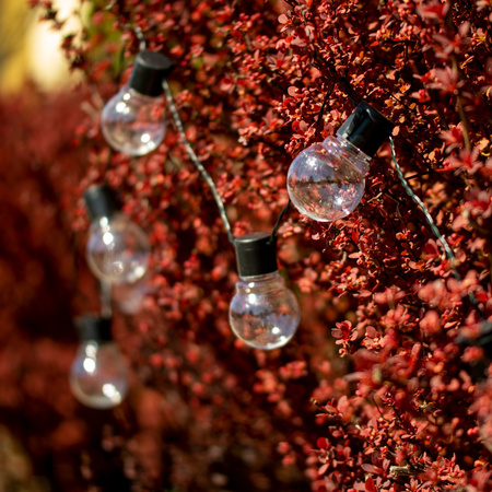 GIRLANDA SOLARNA ogrodowa OZDOBNA Łańcuch 3,8m 10 kuleczek 3000K ciepła