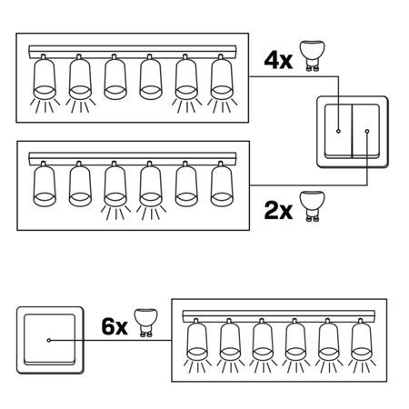 Oprawa Ścienno-Sufitowa Reflektor Punktowy 6x GU10 Biała Srebrna BAMBOO Sanico Goldlux