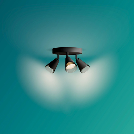 Lampa Sufitowa Reflektor Natynkowy Plafon 3x GU10 Czarna Cleft Philips