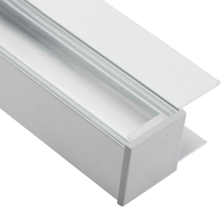 Profil Meblowy Aluminiowy Anodowany do taśm LED KM48 Srebrny Regałowy Nawierzchniowy 1m + Przesłona przeźroczysta + Zaślepki