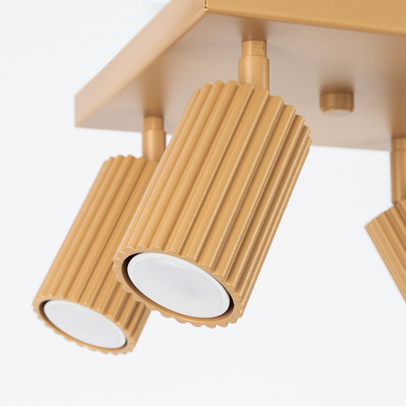 Lampa Sufitowa Reflektor Tuba Spot 4x GU10 Złota Karbon Deep Space SL.1564 Sollux