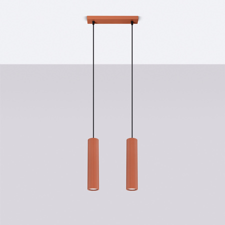 Lampa Wisząca Sufitowa Zwis Tuba Spot 2x GU10 Ochra Czerwona Karbon Deep Space SL.1631 Sollux