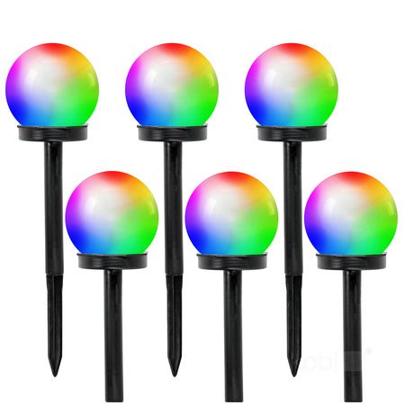 Lampa Ogrodowa Solarna Zewnętrzna LED 0.12W RGB Czarna IP44 Sphere Kobi