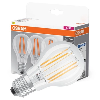 3x Żarówka LED A60 E27 7.5W = 75W 1055lm 2700K Ciepła 300° BASE Osram