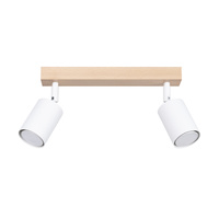 Lampa Sufitowa Oprawa Natynkowa SPOT TUBA Reflektor 2x GU10 Punktowa Ruchoma Tubularna Drewno Biała Nowoczesna Verdo Sollux
