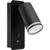 Lampa ścienna Kinkiet GU10 RING z USB i włącznikiem czarny