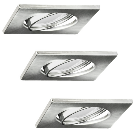 Zestaw 3x Oprawa halogenowa ruchoma GOLDLUX (Polux) kwadrat nikiel + żarówka LED GU10 3,5W