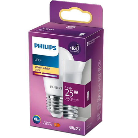 Żarówka LED Kulka E27 P45 2,8W = 25W 250lm 2700K Ciepła PHILIPS