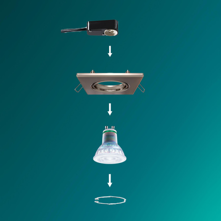 3x Oprawa Podtynkowa Wpuszczana LED GU10 Ruchoma Aluminiowa Kwadratowa Nikiel Peridot Philips