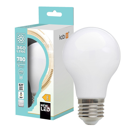 Żarówka LED E27 Kulka 7W 780lm 4000K Neutralna 360° Filament Line Kobi