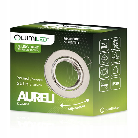 Oprawa HALOGENOWA Podtynkowa Ruchoma Okrągła AURELI Satyna Blacha MR16 GU10