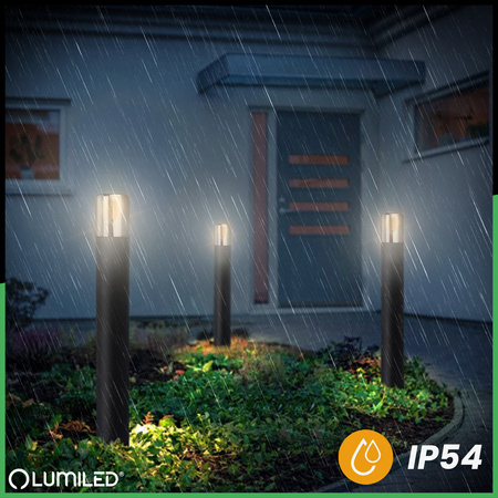 Lampa Ogrodowa Stojąca Zewnętrzna Słupek NA ŻARÓWKE E27 Czarna SZKŁO IP54 60 cm SALVIA LUMILED