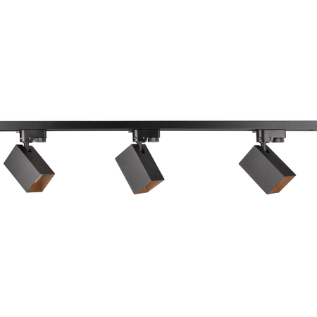 Zestaw Szynowy Szynoprzewód Szyna Listwa 1-Fazowa + 3x Reflektor GU10 Czarna Złota SQUARE Sanico Goldlux