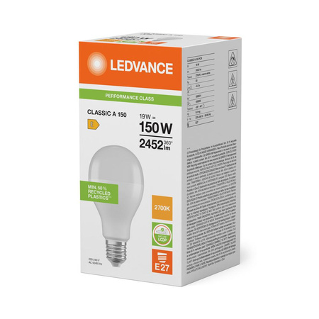 Żarówka LED E27 A65 19W = 150W 2452lm 2700K Ciepła 180° Ledvance