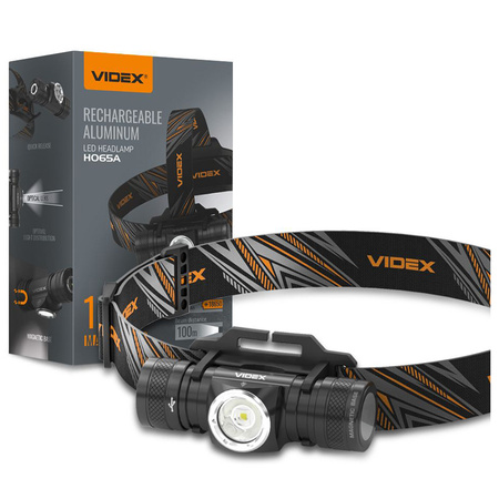 Latarka Czołowa Akumulatorowa LED 10W 1200lm 6 Trybów Pracy SOS USB-C Wodoszczelna IP68 Videx