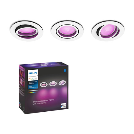 Oprawa Podtynkowa Wpuszczana LED Centura 3x 5,7W CCT RGB Okrągła Ruchoma Biała PHILIPS HUE Bluetooth