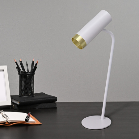 Lampka Biurkowa Stołowa GU10 Biała Fado Sanico Goldlux