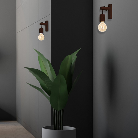 Kinkiet JACK 1xE27 Orzech Klasyczna Żarówka Drewniana Oprawa MLP4359 Milagro Metal + Drewno