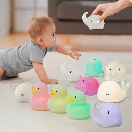 Lampka Nocna LED Biurkowa Stołowa Dziecięca 0.4W 1lm RGB 360° Biały IP67 Kaczka Masterled