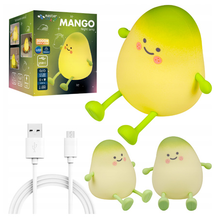 Lampka Nocna LED Biurkowa Stołowa Dziecięca 1W 15lm 3000K Ciepła 360° Zielony Mango Masterled