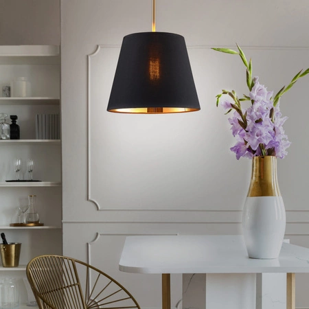 Lampa Sufitowa Wisząca Zwis E27 Czarna Złota ELENA Sanico Goldlux