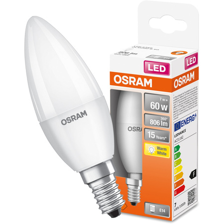 Żarówka LED E14 B35 7,5W = 60W 806lm 2700K Ciepła 220° OSRAM STAR