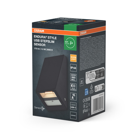 Kinkiet Ogrodowy Lampa Elewacyjna Zewnętrzna LED z Czujnikiem Ruchu i Zmierzchu 1.5W 120lm 3000K Ciepła Szary IP44 Endura Osram