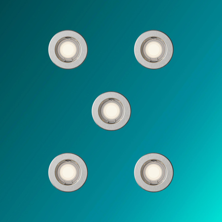 5x Oprawa Podtynkowa Wpuszczana LED GU10 Stała Aluminiowa Okrągła Nikiel Peridot Philips