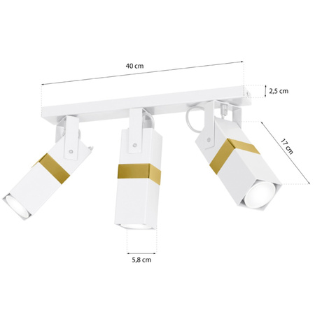 Lampa sufitowa 3x GU10 Spot Biały + Złoty VIDAR Milagro Styl nowoczesny