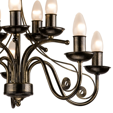 Lampa Wisząca Sufitowa DONATO 10xE14 Żyrandol Czarna Klasyczna LM-10.29 Lamkur