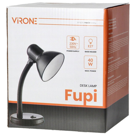 Lampka Biurkowa Stołowa Regulowana Szkolna Nocna E27 Fupi Czarna