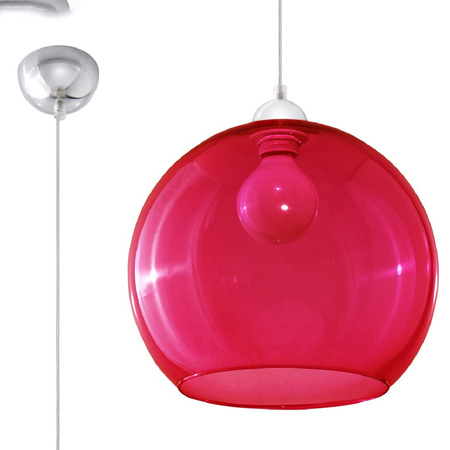 Lampa Sufitowa LED Wisząca BALL E27 Zwis Okrągła Czerwona SOLLUX