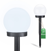 Lampa Solarna Ogrodowa LED ATRIS Wbijana Biała Kula 10cm LUMILED