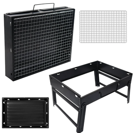 Zestaw Grillowy: Składany Grill Turystyczny + Szczotka do Czyszczenia Rusztu