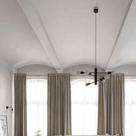 Lampa Sufitowa Wisząca Zwis 6x E27 Żyrandol Nieregularna Czarna Industrialna Duomo Sollux