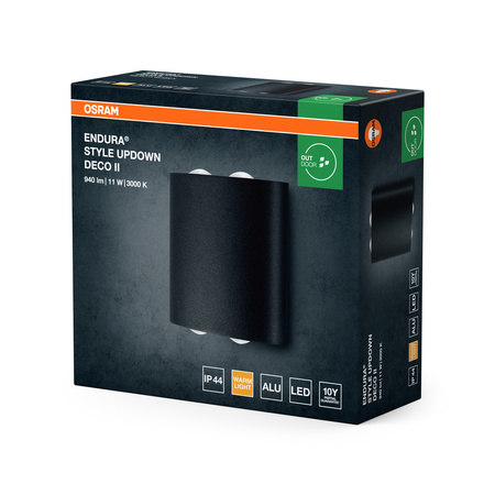 Kinkiet Ogrodowy Lampa Elewacyjna Zewnętrzna LED 10.5W 550lm 3000K Ciepła Szary IP44 Endura Osram