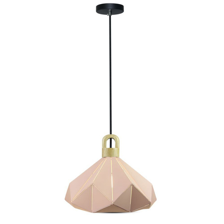 Lampa Wisząca Oprawa E27 Geometryczna różowa z drewnianym wykończeniem PASTEL PRISM D:320*270MM VT-7323 V-TAC