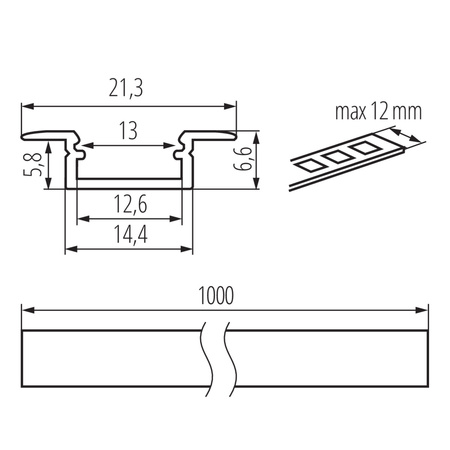 Profil Aluminiowy Natynkowy do Taśmy LED Biały 1m PROFILO Kanlux 10szt.