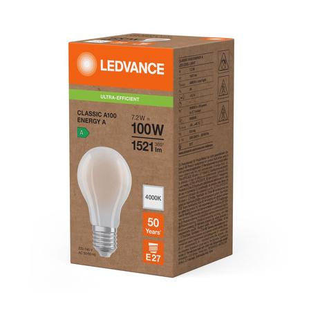 Żarówka LED E27 A60 7.2W = 100W 1521lm 4000K Neutralna 320° Ledvance