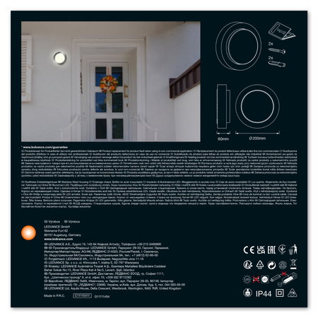 Lampa Ogrodowa Zewnętrzna Kinkiet Elewacyjny LED 8W 370lm 3000K IP44 Srebrny Endura Ledvance