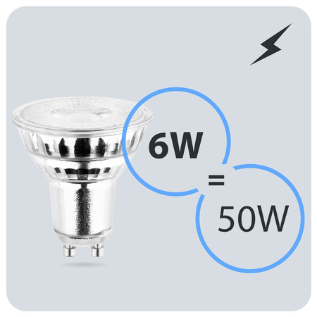 Zestaw 10x Żarówka LED GU10 6W = 50W 580lm 3000K Ciepła 38° Szklana LUMILED