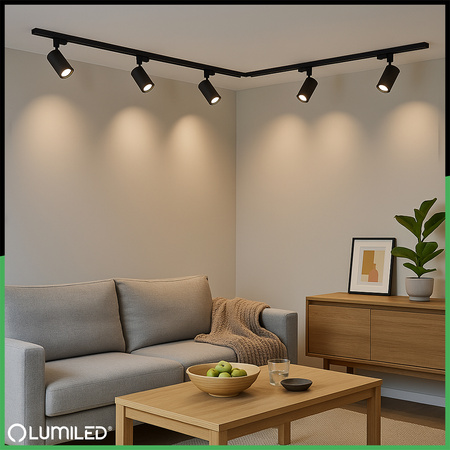 Zestaw Szyna Oświetleniowa Szynoprzewód 2m + 4x Reflektor Szynowy SAGI GU10 Czarno Złoty LUMILED