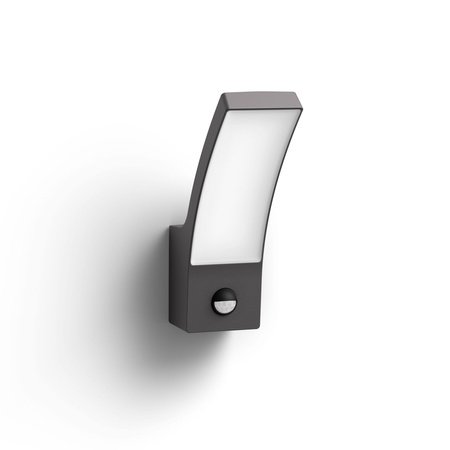 Kinkiet Ogrodowy Lampa Elewacyjna Zewnętrzna LED 3.8W 800lm 2700K z Czujnikiem Ruchu i Zmierzchu Antracyt Splay Ultra Efficient Philips