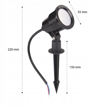 Lampa LED Ogrodowa Zewnętrzna Reflektor SERGIO 7W 4500K Wbijana Czarna Nowoczesna