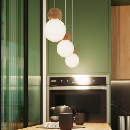 Lampa Sufitowa Wisząca Zwis 3x G9 Kulista Naturalne Drewno Skandynawska Pekka Sollux