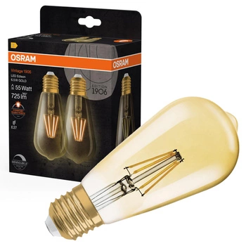 2x Żarówka LED Dekoracyjna ST64 Edison E27 6.5W = 55W 725lm 2400K Ciepła 300° Ściemnialna Vintage 1906 Osram
