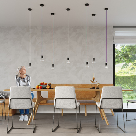 Lampa Sufitowa Wisząca Zwis E27 Okrągła Czarna Nowoczesna Edison Sollux