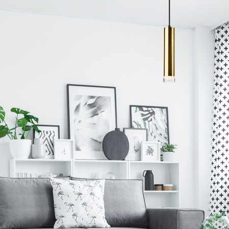 Lampa Wisząca Sufitowa DIEGO E27 Czarna Złota LM-1.124 Lamkur