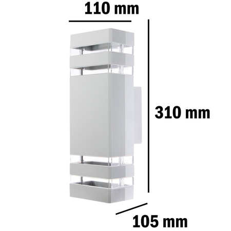 Kinkiet ogrodowy elewacyjny podwójny góra dół INEZ DUO LED 2x GU10 ALUMINIUM srebrny IP54